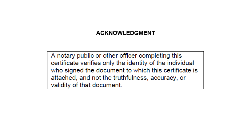 Notary Acknowledgement Certificate